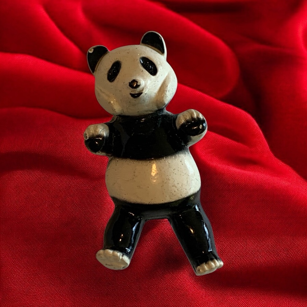 Cute Vintage VIRO Panda Enamel Brooch